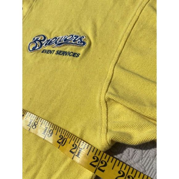 Vintage Milwaukee Brewers Staff Ball Park Polo Medium Yellow Miller Park - Picture 6 of 8